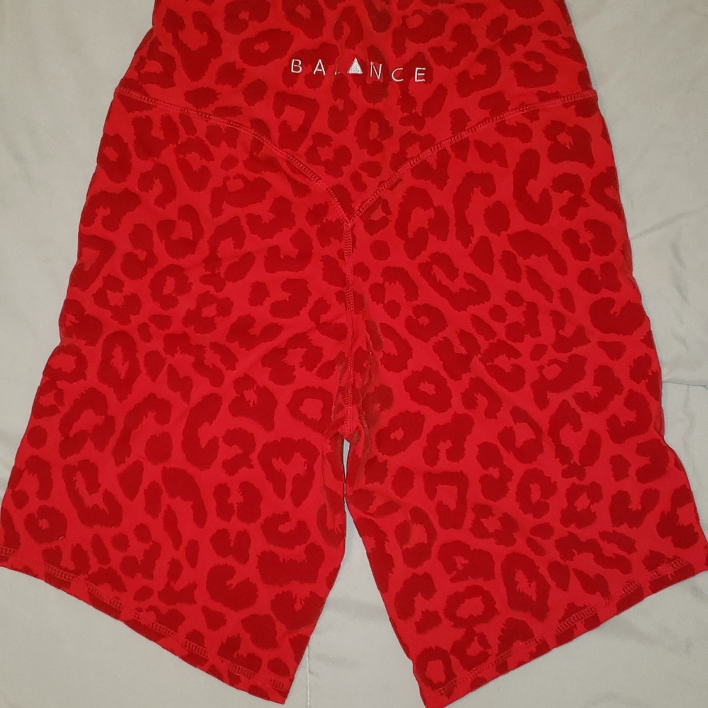 Small Red/fire lux biker short Balance Athletica